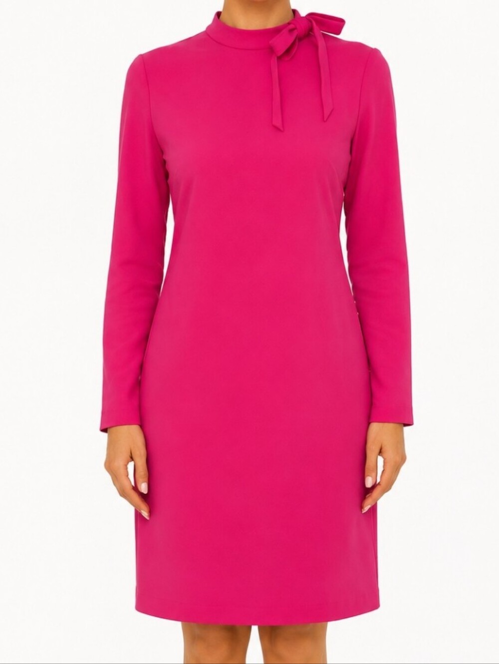 Calvin Klein Pink Bow Detail Long Sleeve Sheath Dress